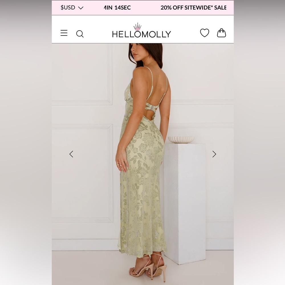 Hello Molly green cocktail dress. NWT never worn. Midi/maxi length. Runs small